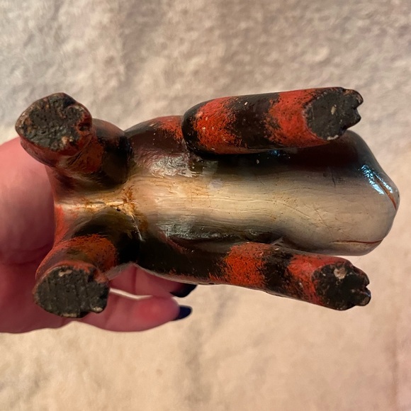 Vintage Wooden Orange & Brown Cat Sculpture Arched Back - Picture 8 of 8